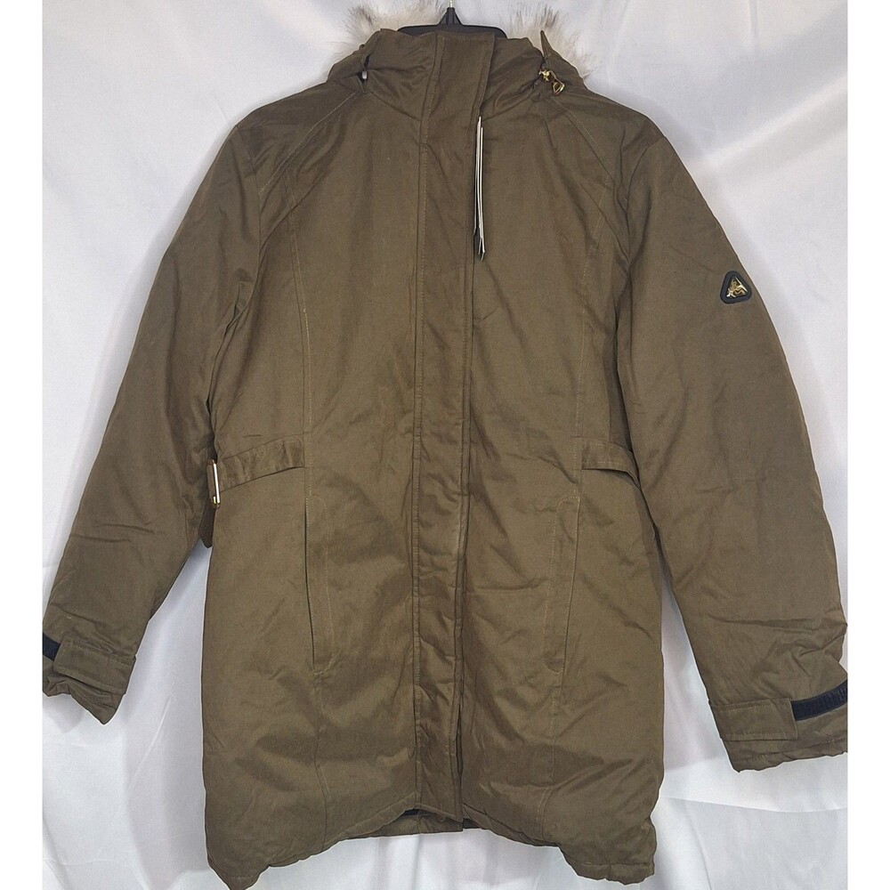Spire By Galaxy Women's Heavyweight Parka Jacket Jenar Olive Green M Fur Hood